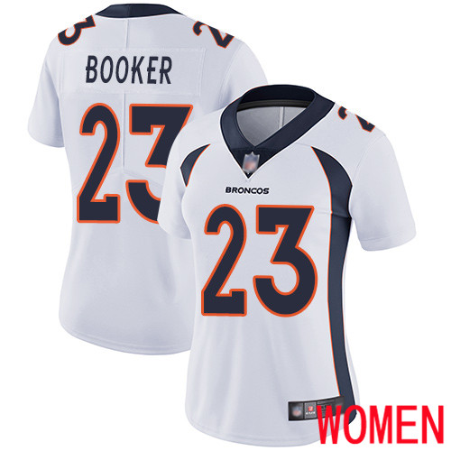 Women Denver Broncos #23 Devontae Booker White Vapor Untouchable Limited Player Football NFL Jersey->youth nfl jersey->Youth Jersey
